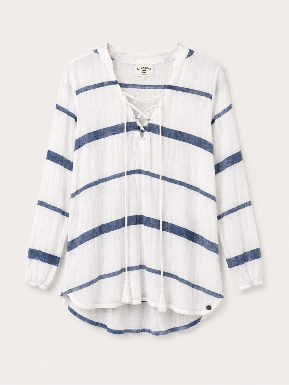 Billabong blue and white long sleeve beach coverup size small